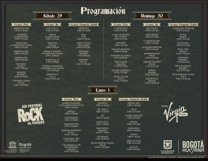 PROGRAMACION ROCK AL PARQUE 2013